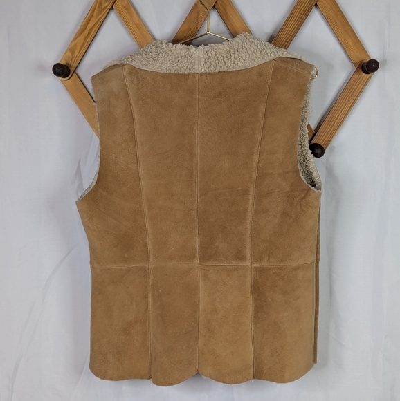 Vintage Together 100% Leather Faux Sherpa Patchwork Penny Lane Vest - Picture 2 of 6
